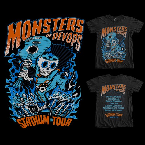 Monsters of devops - create a rock band reunion tour style shirt