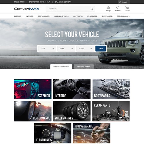 Design a Woocommerce theme for auto parts store Design by Webwooter™