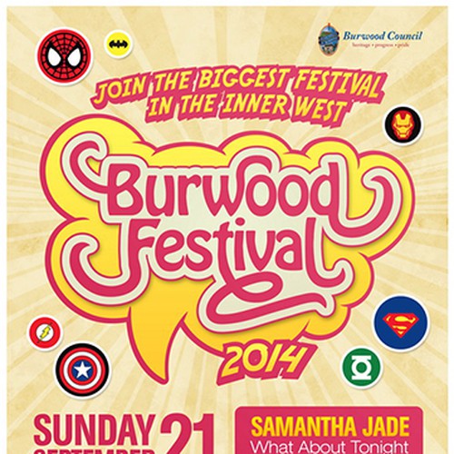 Burwood Festival SuperHero Promo Poster Diseño de Gohsantosa