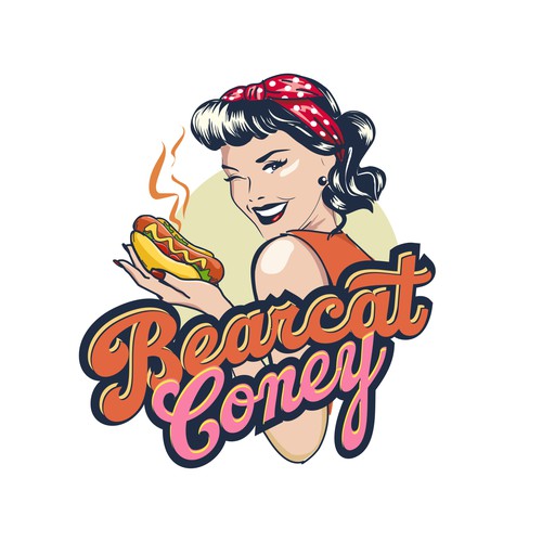 G-Rated Cartoon PinUp Girl girl logo for Retro Coney Hotdog restaurant Design by nindadian