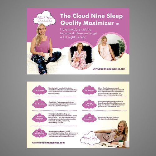Design a powerful and informative pajama marketing piece Postcard