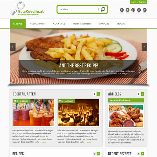 Responsive redesign for a culinary website Web page design contest