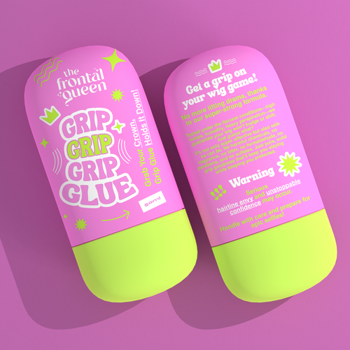 Design Wig Glue Product label  for a Viral Gen Z hair brand! Design by ilonaGi