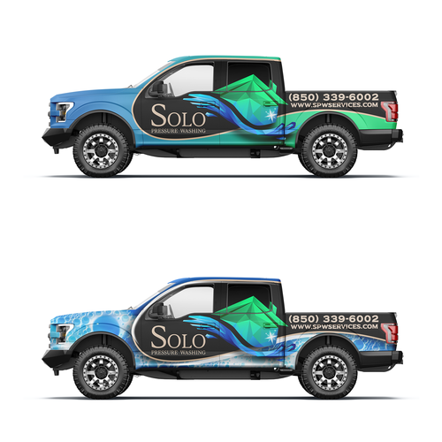 Bold eye-catching pressure washing design. Design by uwraps