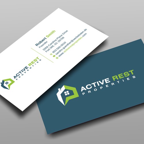 Modern Business Cards for Active Rest Properties Design by Brandmaker artist