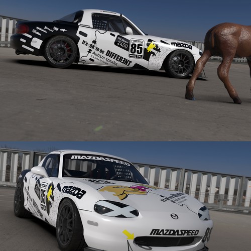 Autism Awareness Spec Miata Race Car Design by Andrei Sandu