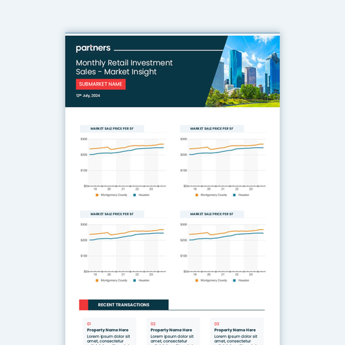 CREATE NEWSLETTER TEMPLATE FOR A COMMERCIAL REAL ESTATE AGENT TO SEND MARKET INFORMATION Design by ed's_scenery