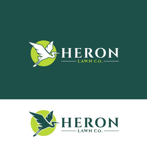 Modern Lawn Care Business with Heron Design by CreCreature