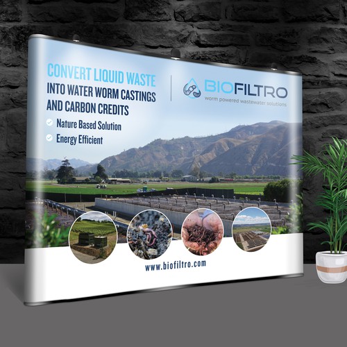 Design a Clean Trade Show Backdrop/Podium for a Regenerative Agriculture/Wastewater Company Design by BrainStorm.