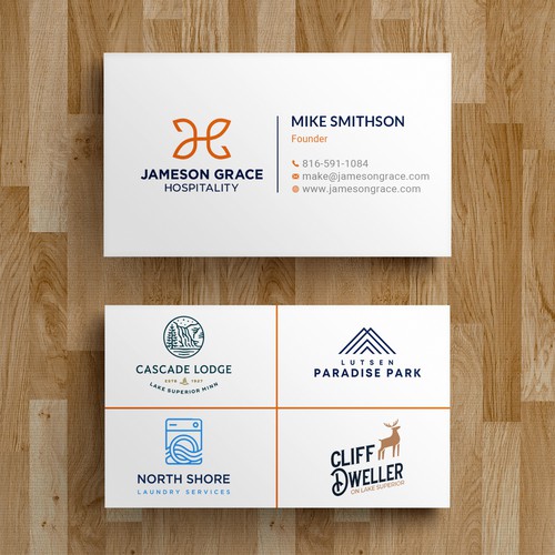 Create a modern and clean business card for a parent company with 4 subsidiaries Design by Roni_