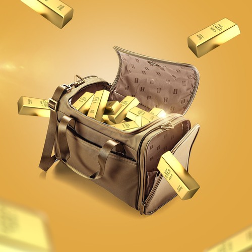 Poster design - duffle bag full of money, gold bars & bitcoin, Poster  contest