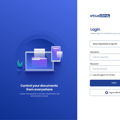 Design Design a login page for our document management system - EBA DMS di REAXUR™