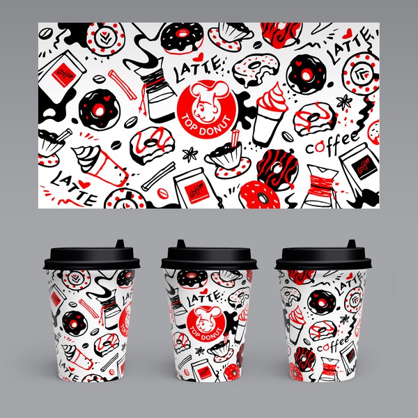 Coffee cup design for a local donut shop