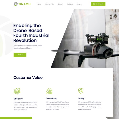 A powerful web design for a high-tech drone startup Design by ⚡️unbox.style⚡️