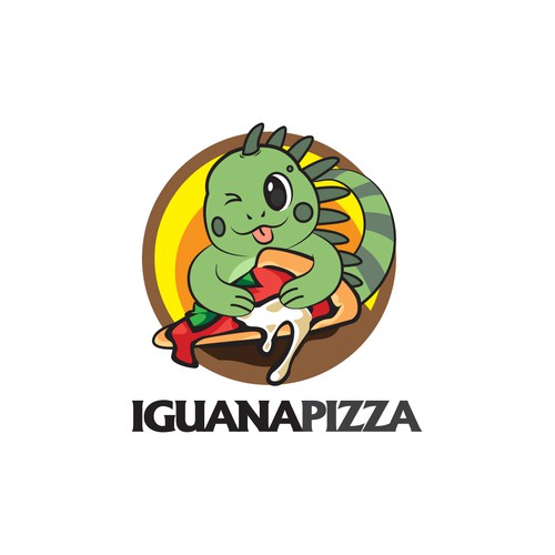 Create a playful logo for Caribbean "Iguana Pizza" restaurant Design by CAKPAN