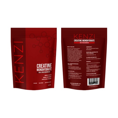 Designs | New Packaging Design for Kenzi Health's Creatine Monohydrate ...