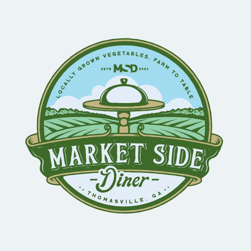 Vintage Farmers Market restaurant logo in South Georgia Design by honeyjar