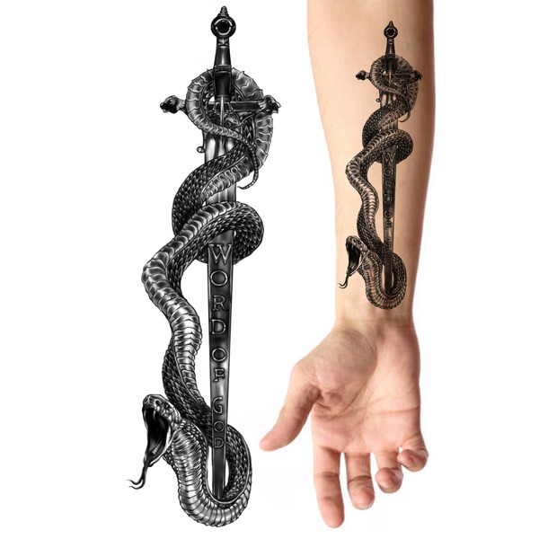 Christian biker tattoo - sword piercing head of serpent | Tattoo contest |  99designs