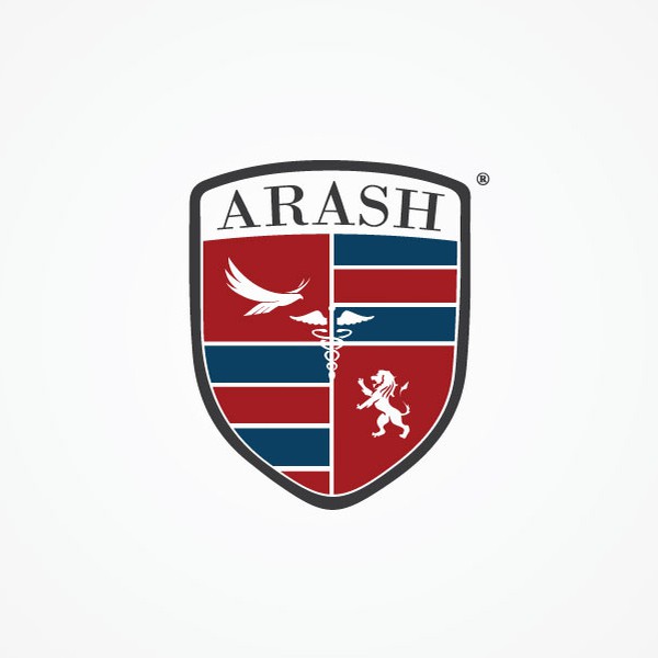 Bold, Red and Blue Arash Badge Logo Design