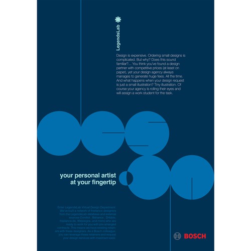 Flyer design for BOSCH; progressive service offering Design by Olivier Darbonville