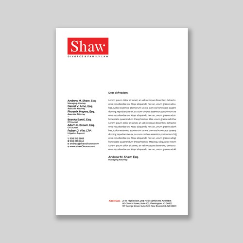 Letterhead for Divorce & Family Law Firm; Modern, Minimalist, Conservative Design Design by a r t  ^ s t a r