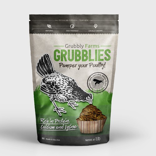 Awesome package needed for pet chicken treats! Design réalisé par Klidesign01