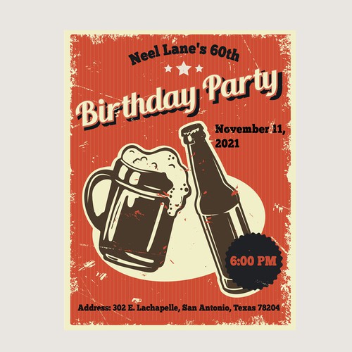 Design retro birthday flier for beer hall bash Design by MariaRivera39