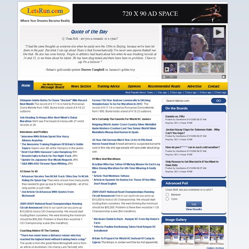 LetsRun.com Homepage Re-Design/Cleanup Diseño de GDT Design
