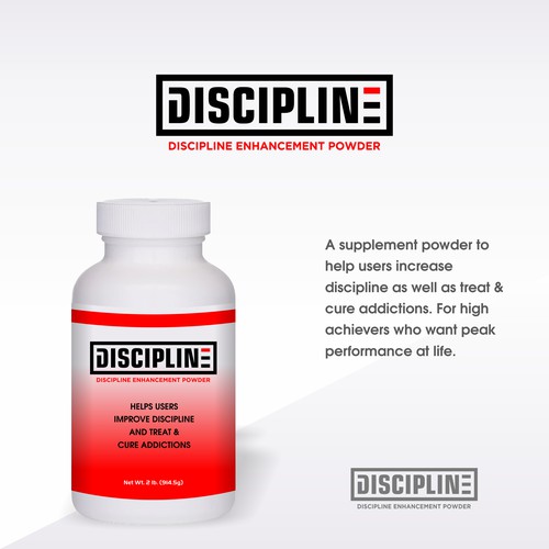 Product logo for discipline enhancing & addiction treatment supplement powder. Design by eonesh