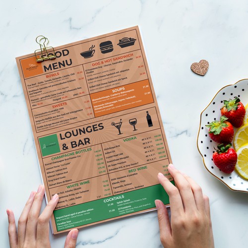 Menú propuesta en el concurso por SahishtaCreations