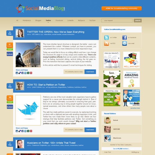 New Social Media Blog Site Design Needed Design by GuGim