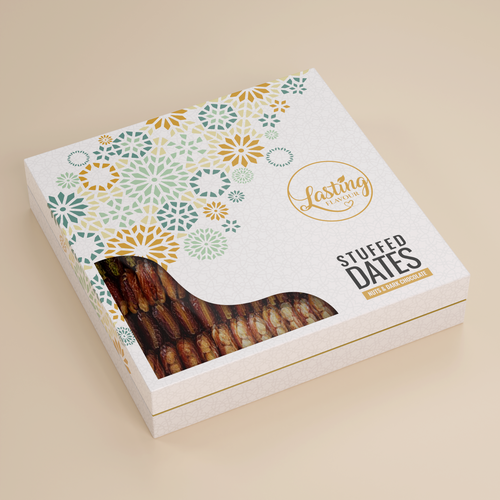 We need a powerful package design for our new assorted stuffed dates product Design by Moluccas.Project