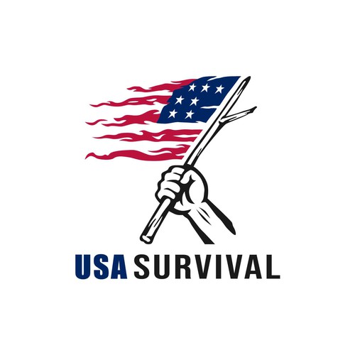 Please create a powerful logo showcasing American patriot virtues and citizen survival Diseño de irondah
