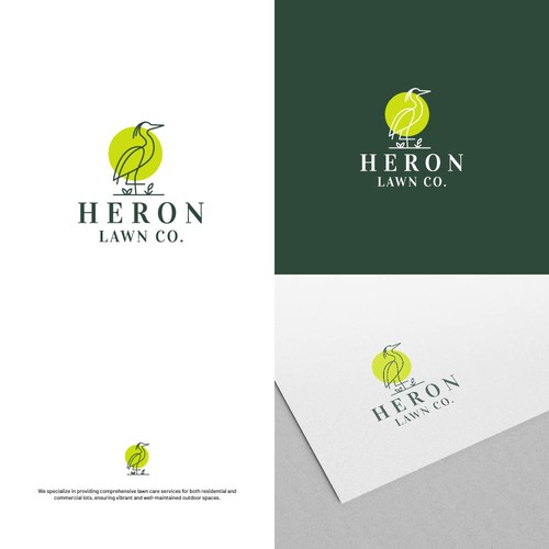 Modern Lawn Care Business with Heron Design by mirza yaumil