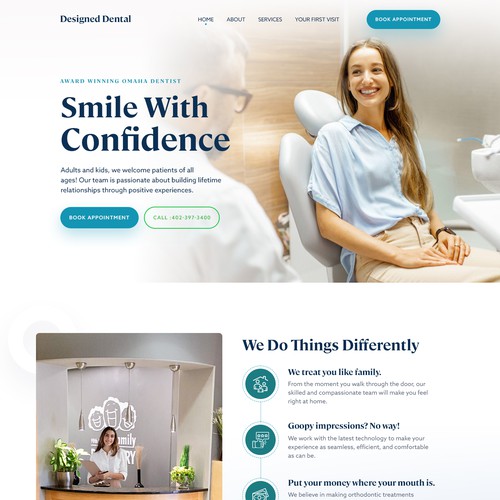 Home page for dental practice Design by monodeepsamanta