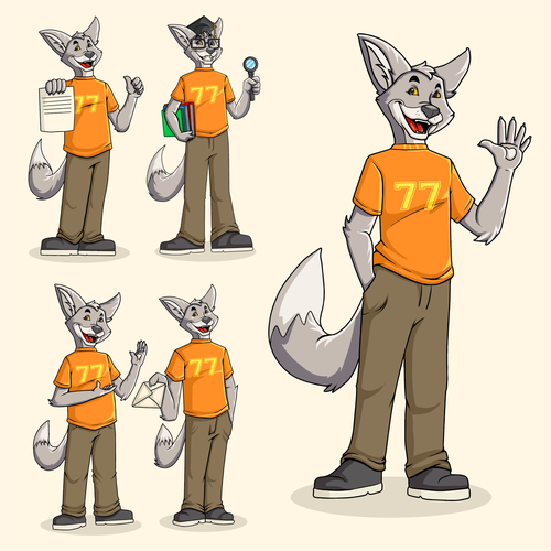 Design "silver fox 77" (cartoon/comic style) for our new website di Hadeboga Studio