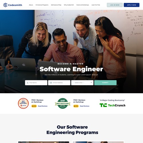 "New website homepage design to attract software engineering students" Design by Interframers™