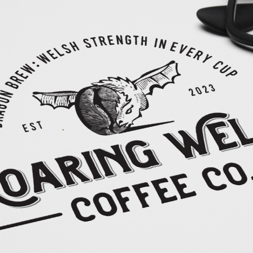 Welsh Coffee Company Logo with Dragon incorporated into the design Design by DIX LIX MIX