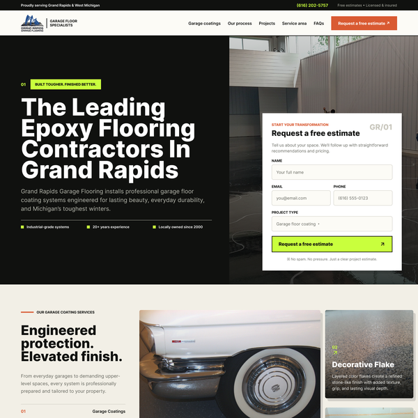 Garage Floor Coating Landing Page Design