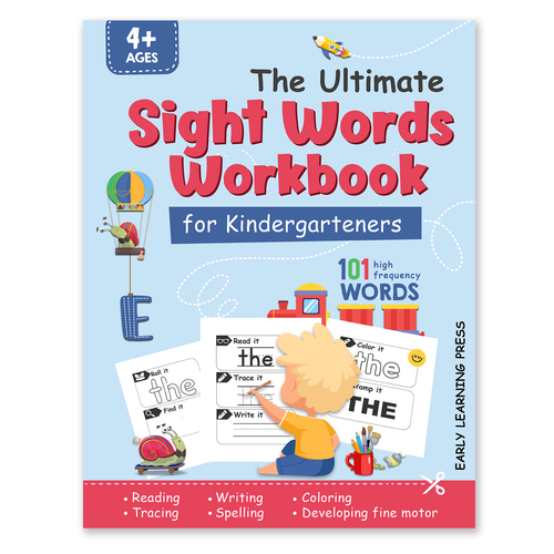 Cover and back for a Sight Words Workbook for Kindergarten Design réalisé par Krisssmy