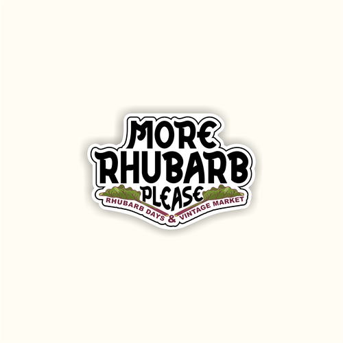 Rhubarb Days "More Rhubarb, Please" Sticker Design by Vrabac
