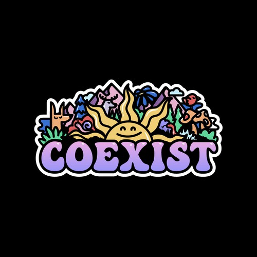NEED FUN AND COLORFUL "COEXIST" STICKER ILLUSTRATED Design by Wanderline