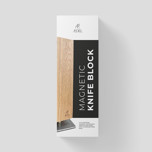 Design of an elegant product packaging for the first product of a new brand. Rotating knife block Design by Dimario Moretti