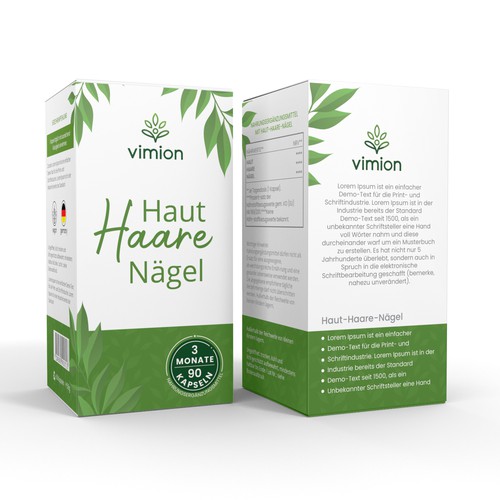 Packaging design for a German brand of high-quality food supplements Design by Packagingholic