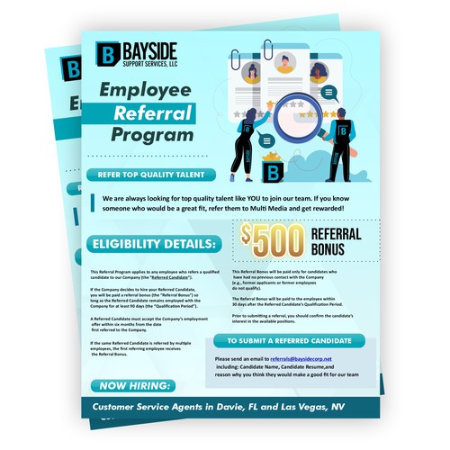 need a flier to announce awesome employee referral program target demo young tech support agents Design réalisé par Kheyra_Aulia