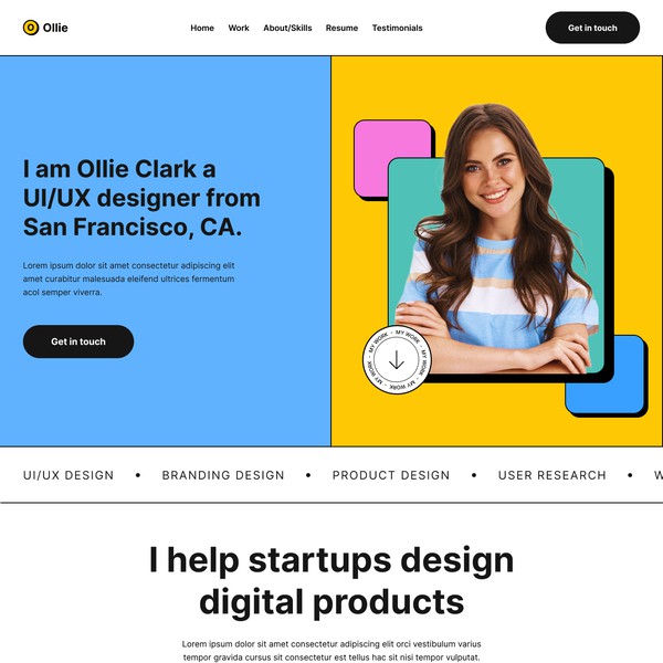 Design realizzato da Creative Flair ⚡⚡ intitolato "Personal Portfolio Website Theme"