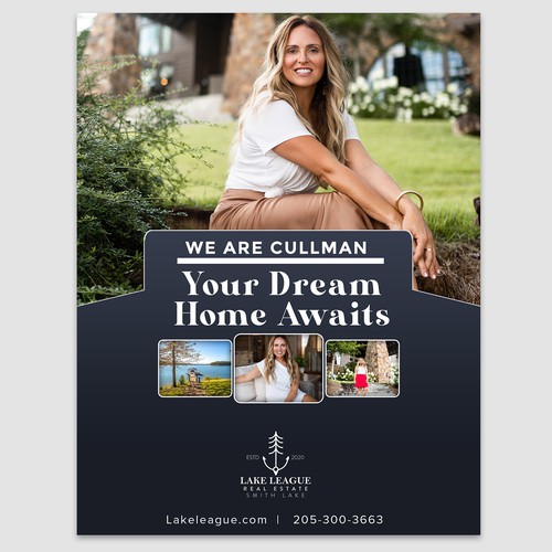 Need a full page magazine ad transitioning a new real estate company into town Design by Designer Group