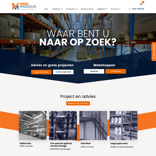 Creative website templates for a leading pallet racks company_ Meermagazijn Design by Technology Wisdom