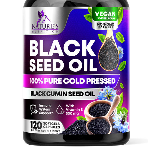 Natural Black Seed Oil Design Needed for Nature's Nutrition Design by rembrandtjurin