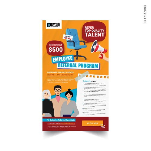 need a flier to announce awesome employee referral program target demo young tech support agents Design by Dinda25